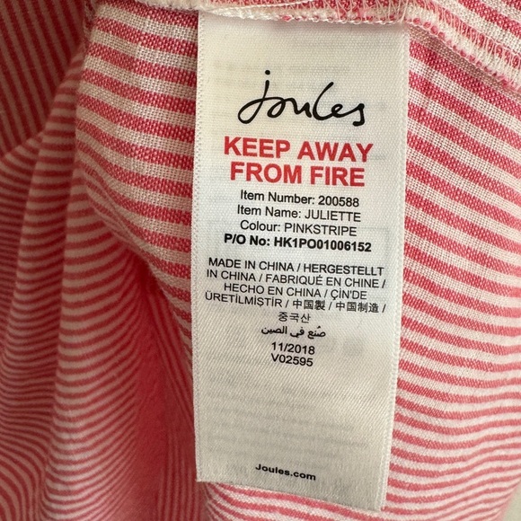 Joules Linen-Blend Juliette Top in Pink Stripe, Size 6 - Picture 7 of 8